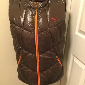 Women's Puma Brown Zip Up Vest Jacket Size L NWT